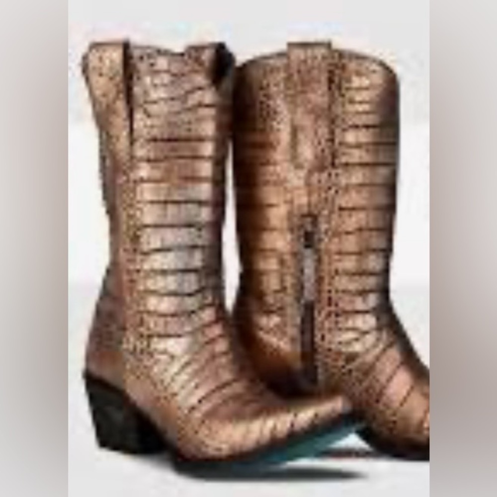 Stylish Embossed Brown Ankle Booties
